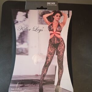 Killer Legs Lace Bodystocking - Elegant Black